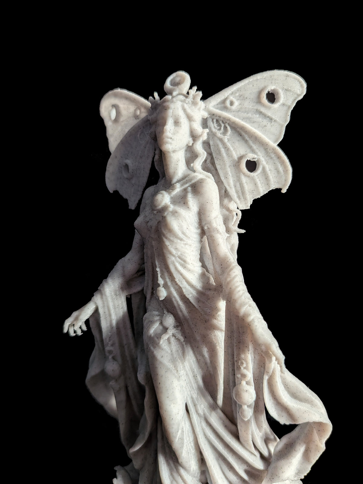 Moth Goddess Statue - Marble Style Lunar Fantasy Sculpture
