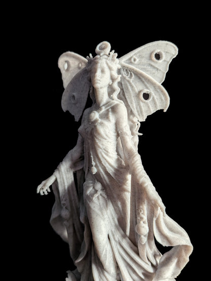 Moth Goddess Statue - Marble Style Lunar Fantasy Sculpture