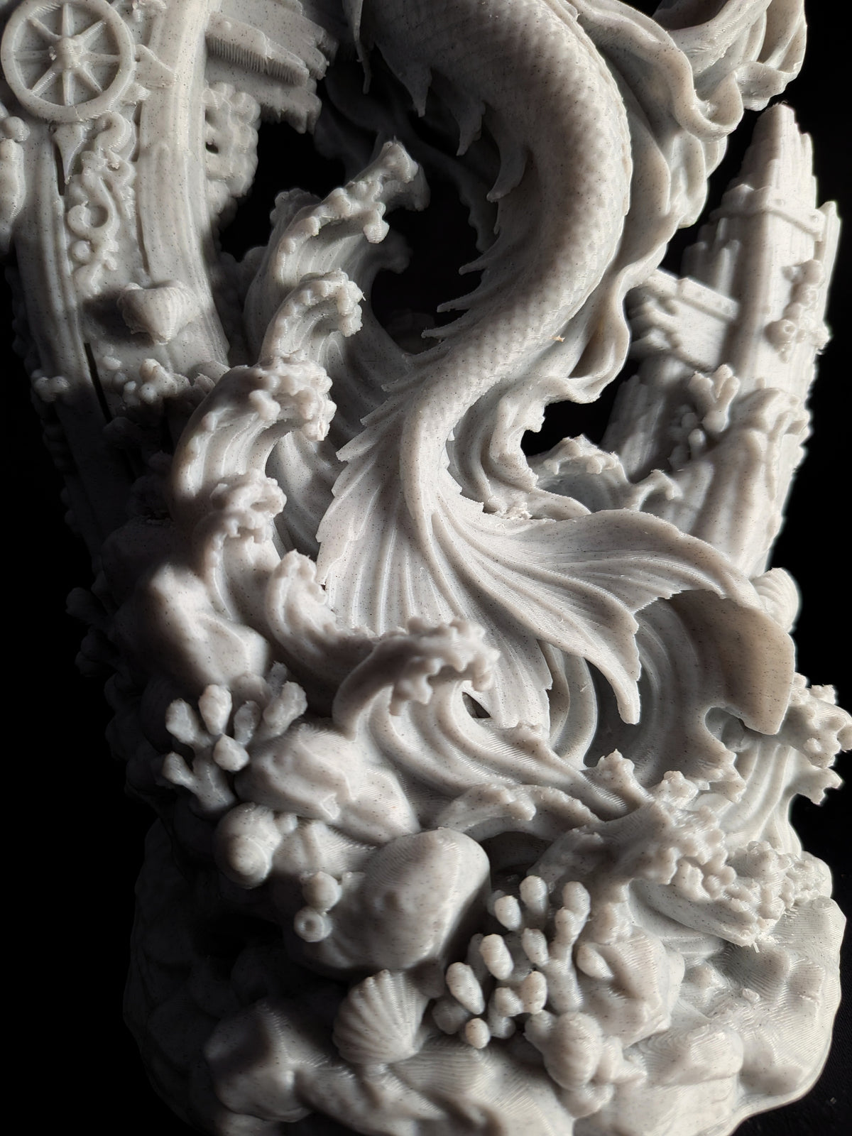 Shipwreck Mermaid Statue - Marble Style Ocean Ruins Fantasy Sculpture