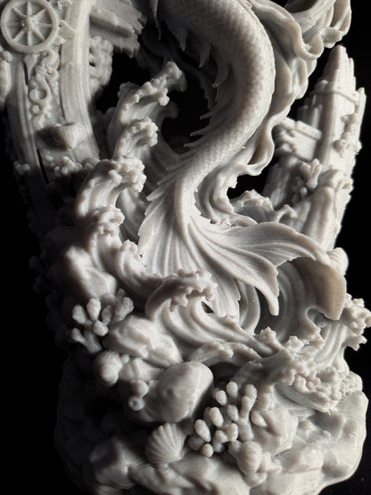 Shipwreck Mermaid Statue - Marble Style Ocean Ruins Fantasy Sculpture