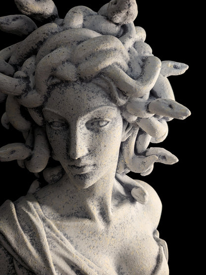 20 Inch Medusa Bust Statue - Hand Painted Marble Greek Mythology Sculpture