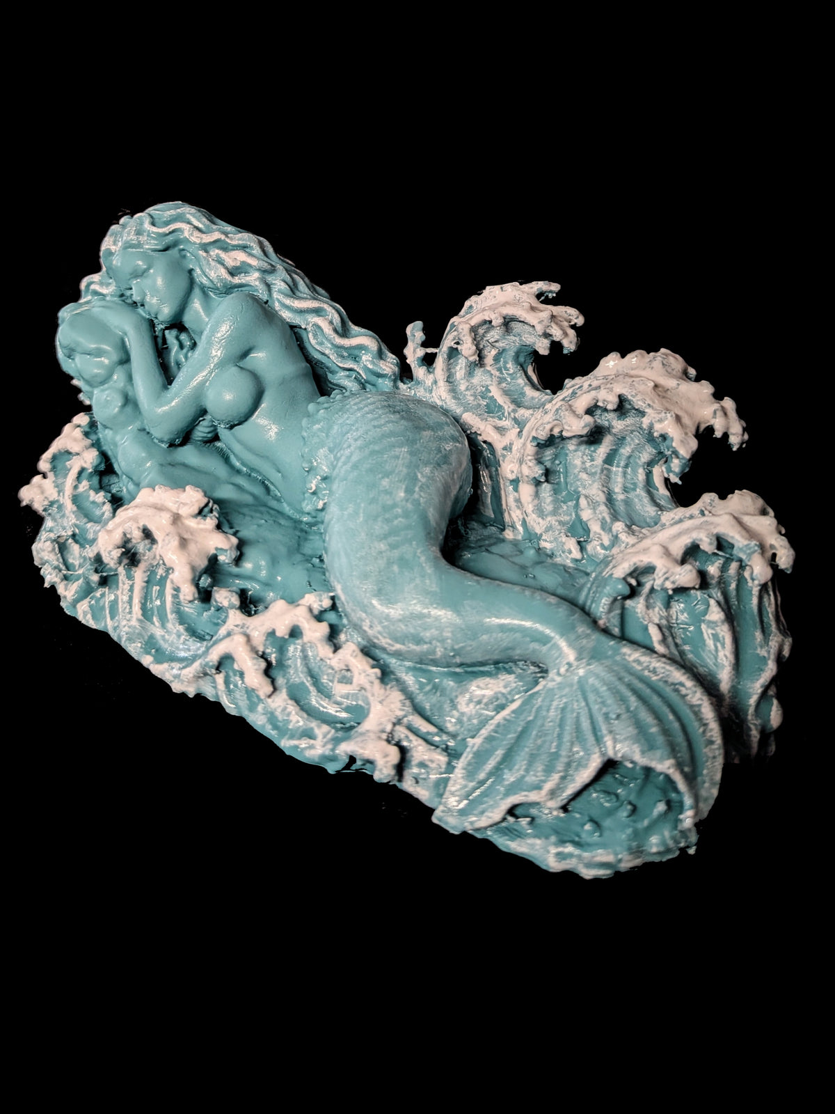 Sleeping Mermaid Statue - Seafoam Patina & Marble Ocean Sculpture