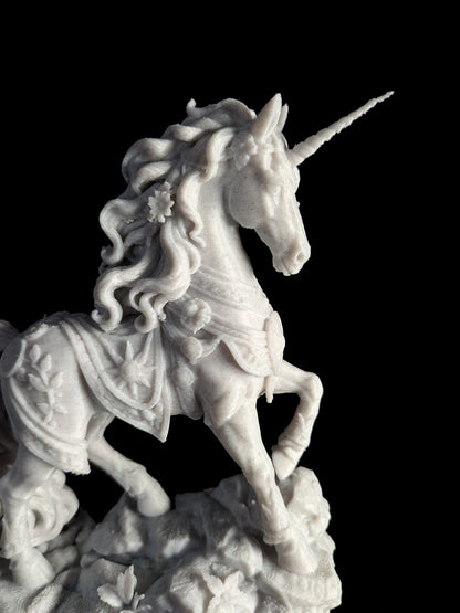 Unicorn Statue - Marble Style Fantasy Horse Sculpture