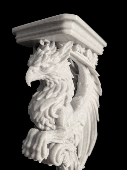 Griffin Corbel Wall Shelf Bracket - Mythical Marble Creature Decor