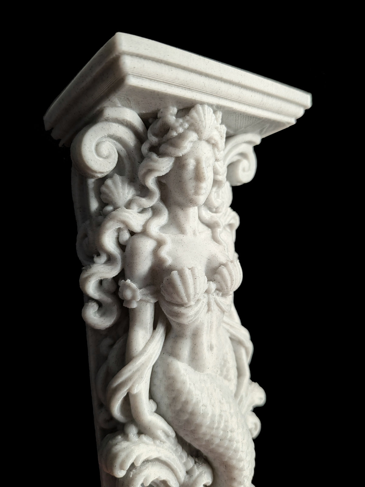 Mermaid Corbel Wall Shelf Bracket - Marble Style Coastal Mermaid Decor