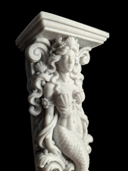 Mermaid Corbel Wall Shelf Bracket - Marble Style Coastal Mermaid Decor