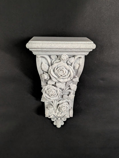 Rose Corbel Wall Shelf Bracket | Marble Style Floral Corbel