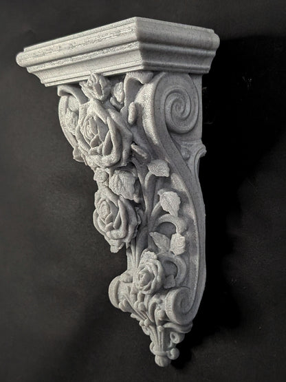 Rose Corbel Wall Shelf Bracket | Marble Style Floral Corbel