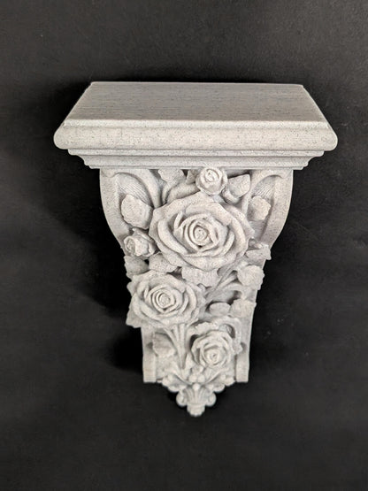 Rose Corbel Wall Shelf Bracket | Marble Style Floral Corbel