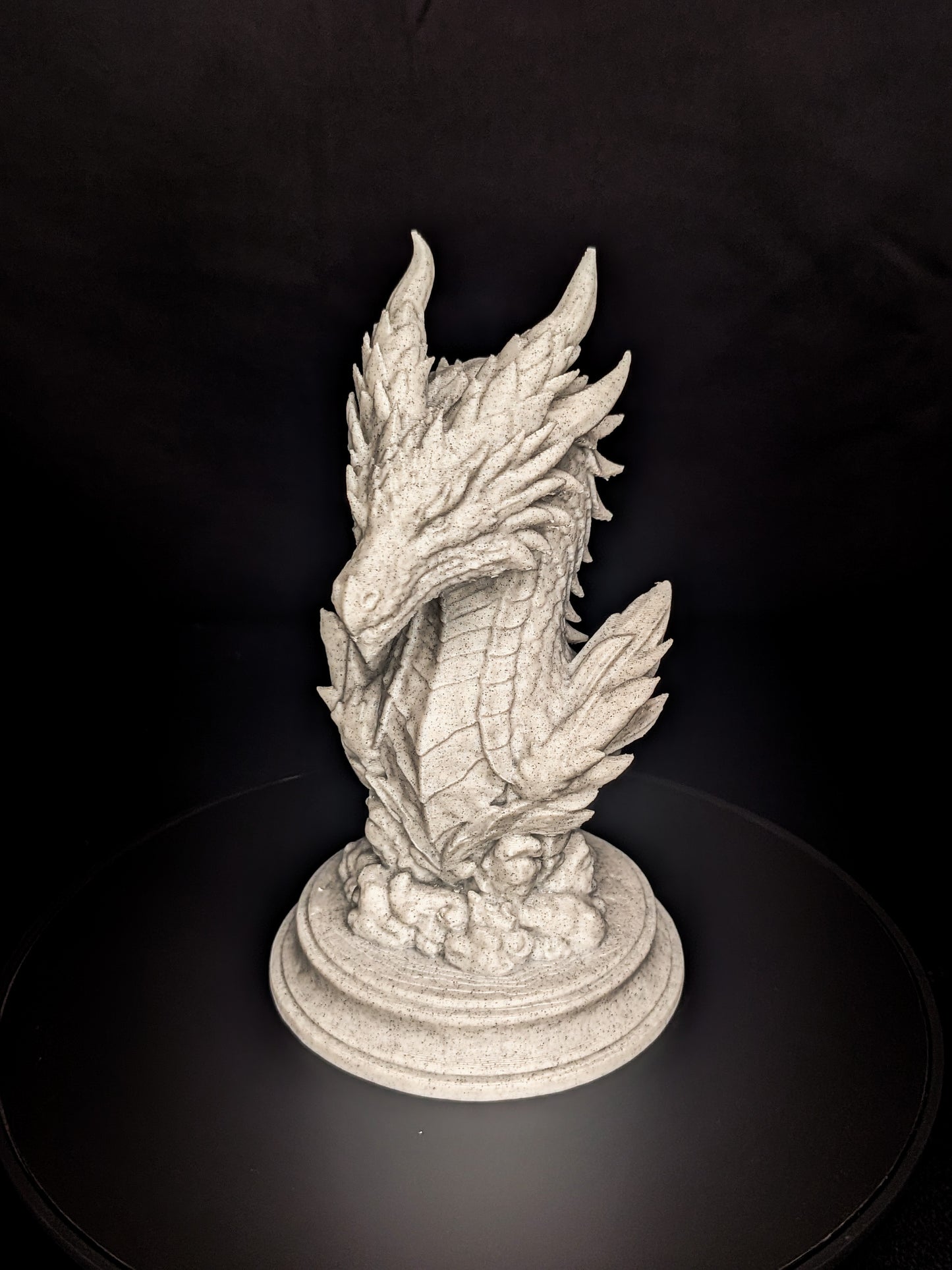 Dragon Guardian Bust - Marble Finish Fantasy Sculpture