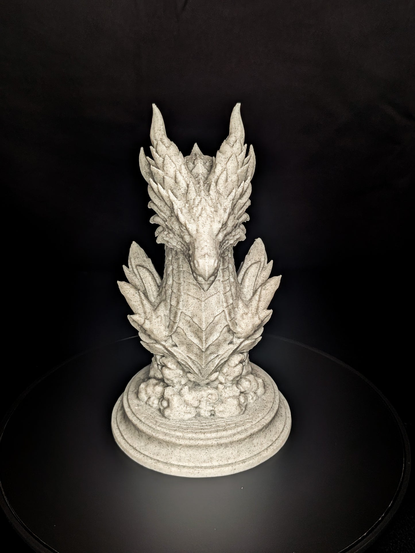 Dragon Guardian Bust - Marble Finish Fantasy Sculpture