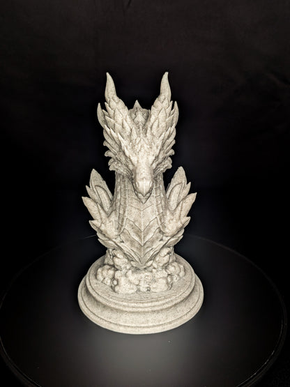 Dragon Guardian Bust - Marble Finish Fantasy Sculpture