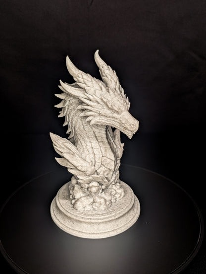 Dragon Guardian Bust - Marble Finish Fantasy Sculpture