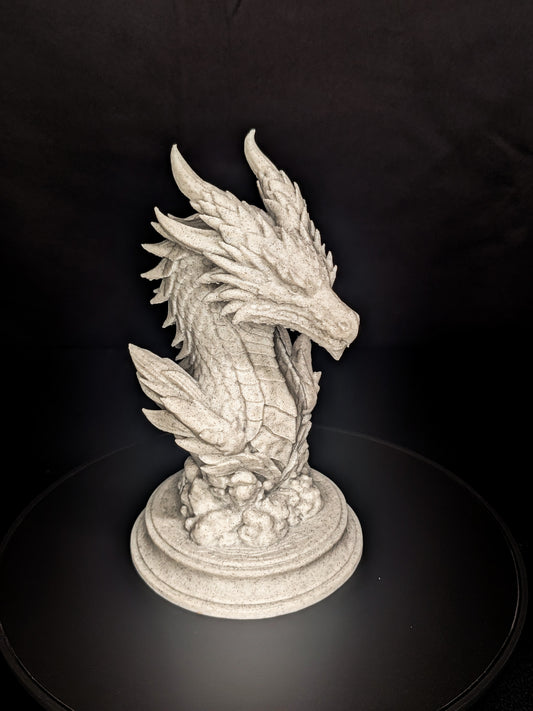 Dragon Guardian Bust - Marble Finish Fantasy Sculpture