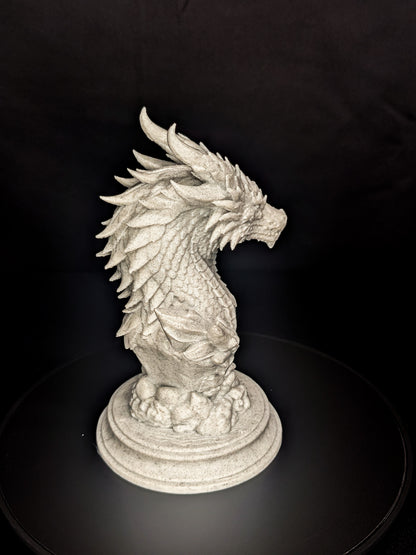 Dragon Guardian Bust - Marble Finish Fantasy Sculpture