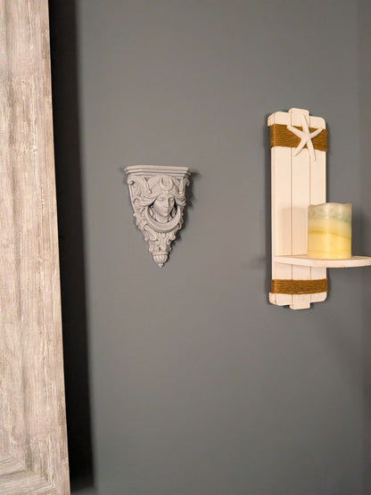 Moon Goddess Corbel Wall Decor - Marble Finish Celestial Gothic Shelf Bracket