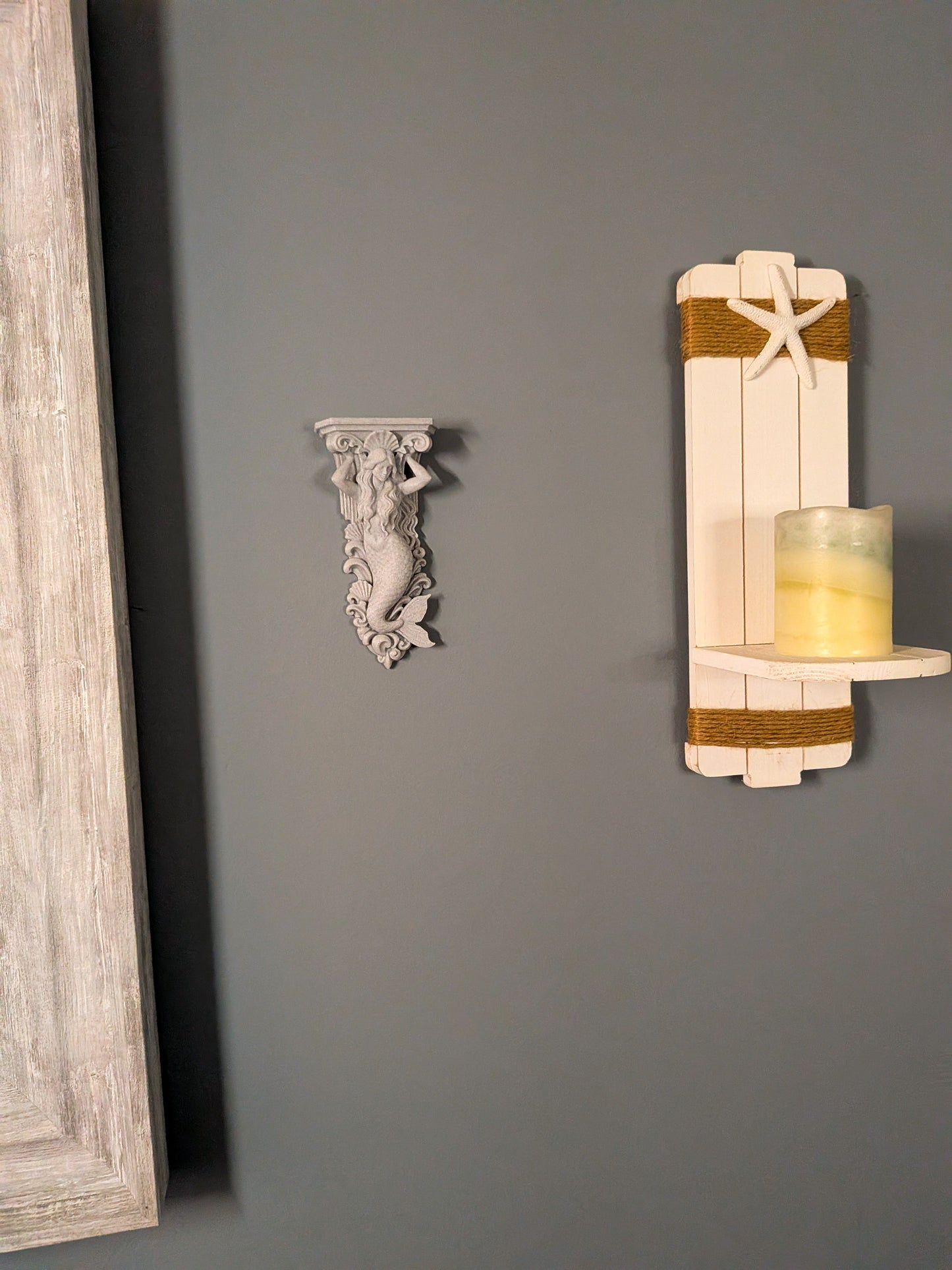Mermaid Corbel Wall Decor - Marble Finish Coastal Gothic Shelf Bracket