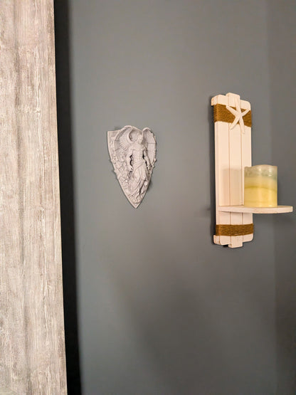 Archangel Wall Art - Marble Style Guardian Angel Wall Relief Sculpture