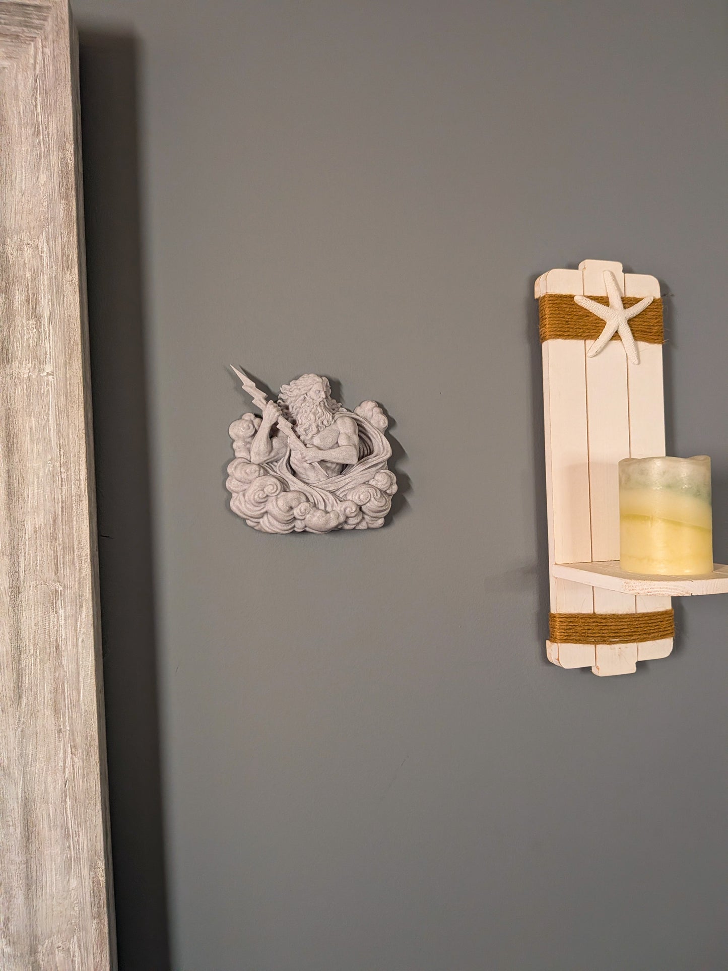Zeus Wall Art Relief - Marble Style Greek God of Thunder Sculpture