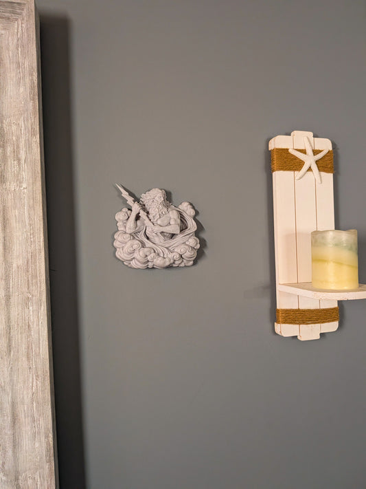 Zeus Wall Art Relief - Marble Style Greek God of Thunder Sculpture