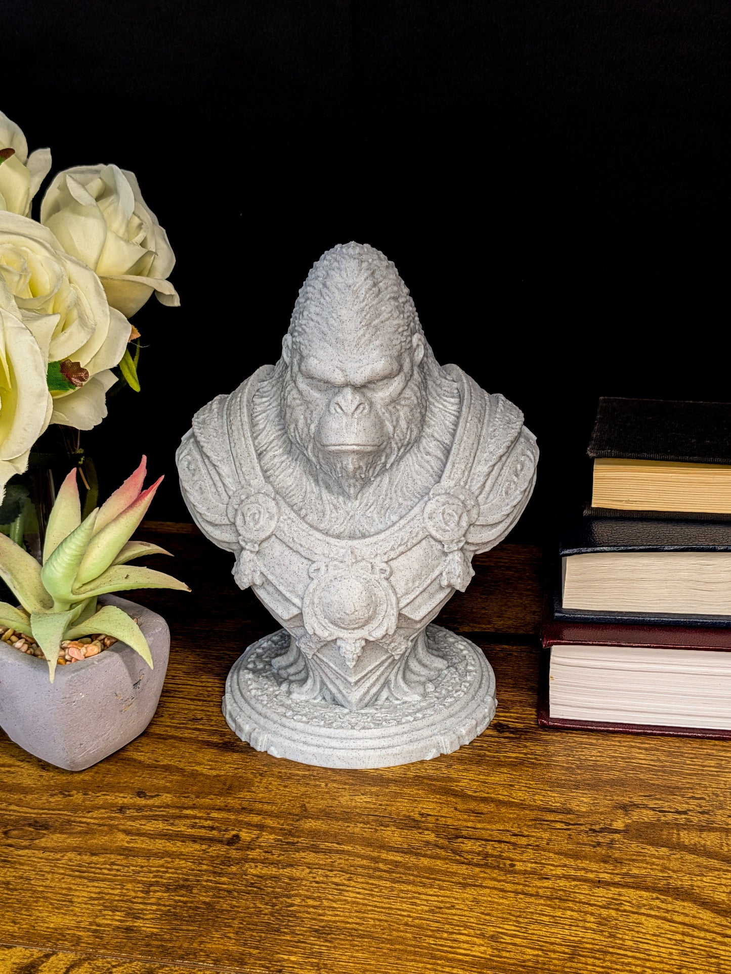 Stone Gorilla Bust Sculpture | Marble-Style Primal Guardian Statue