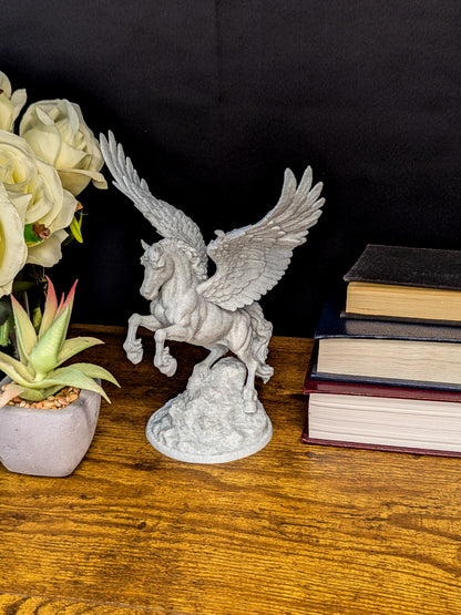 Pegasus Statue - Marble Style Winged Horse Sculpture