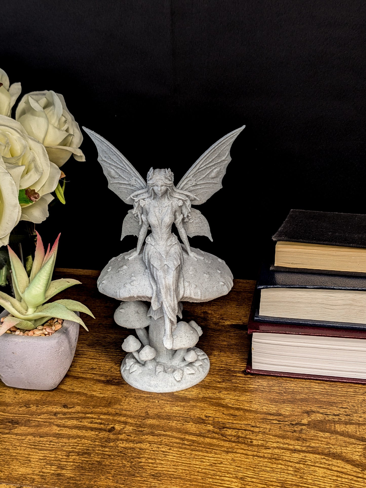 Mushroom Fairy Statue - Marble Finish Fantasy Sculpture