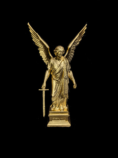 Guardian Angel Statue with Sword - Marble Style Angel Sculpture