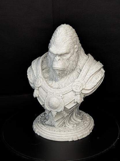 Stone Gorilla Bust Sculpture | Marble-Style Primal Guardian Statue