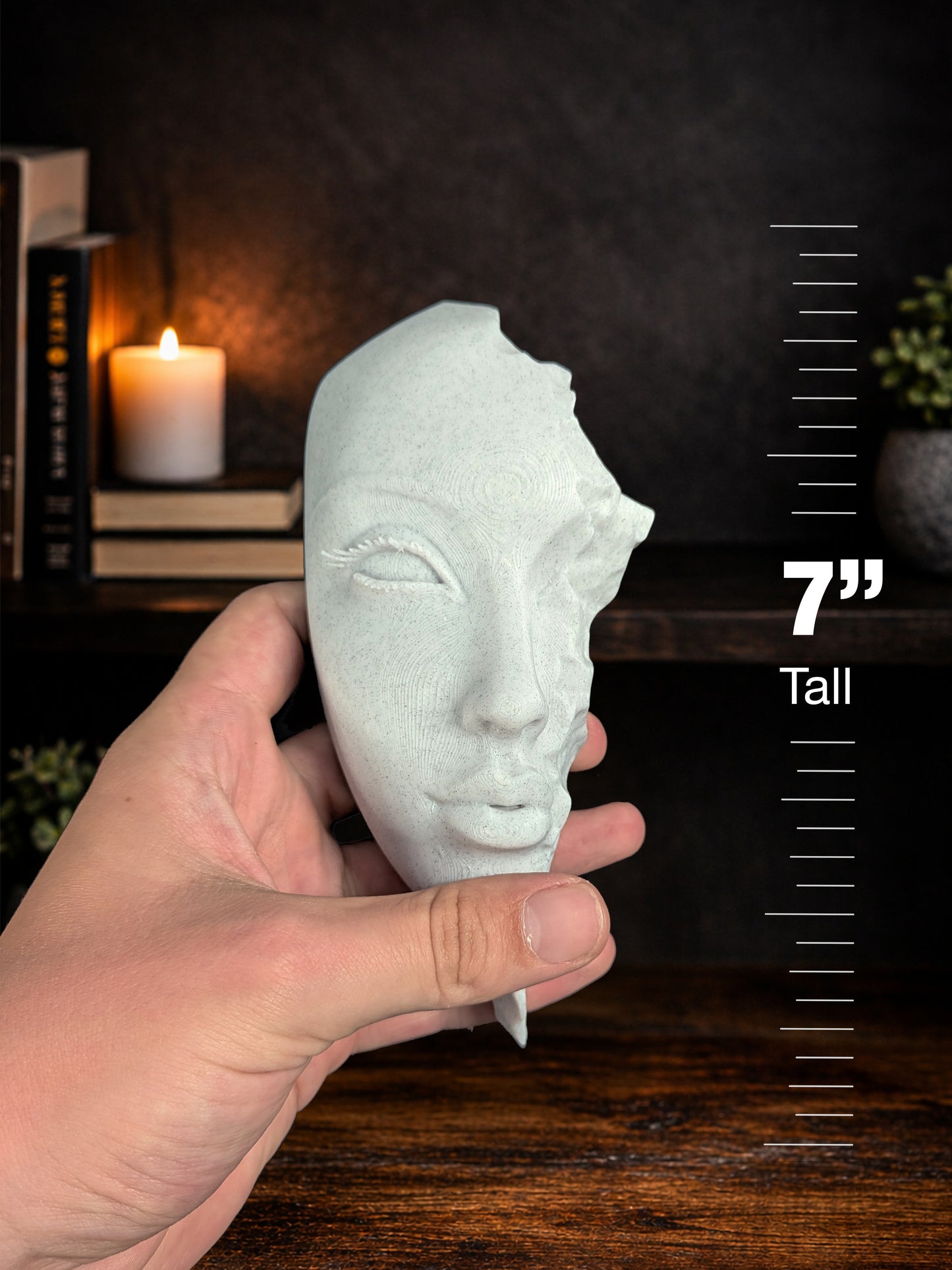 Abstract Woman Face Wall Relief - Marble Finish Minimalist Female Face