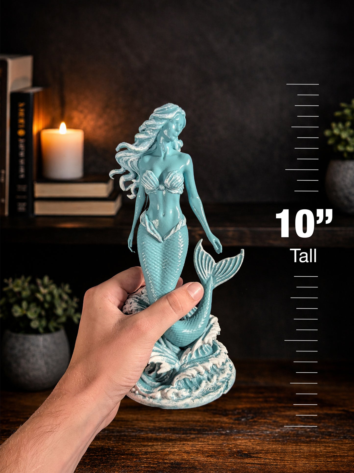 Mermaid Statue on Ocean Waves | Sea Siren Sculpture