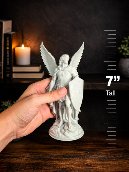 Archangel Michael Statue - Marble Finish Guardian Angel Sculpture