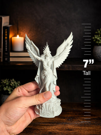 Art Deco Angel Statue - Marble Finish Winged Sculpture