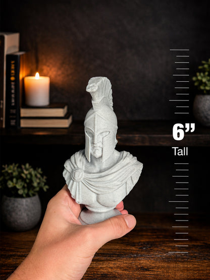 Spartan Warrior Bust Statue - Greek Helmet Sculpture
