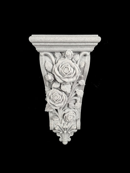 Rose Corbel Wall Shelf Bracket | Marble Style Floral Corbel