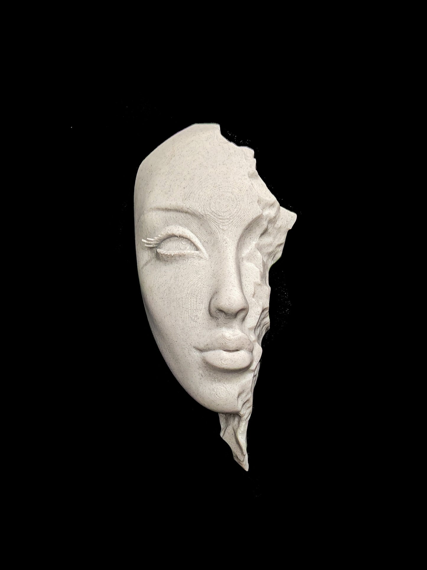 Abstract Woman Face Wall Relief - Marble Finish Minimalist Female Face