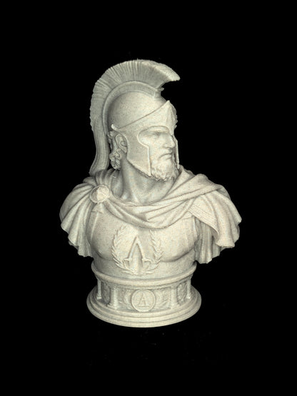 Spartan Warrior Bust - Marble Style Greek Hoplite Sculpture