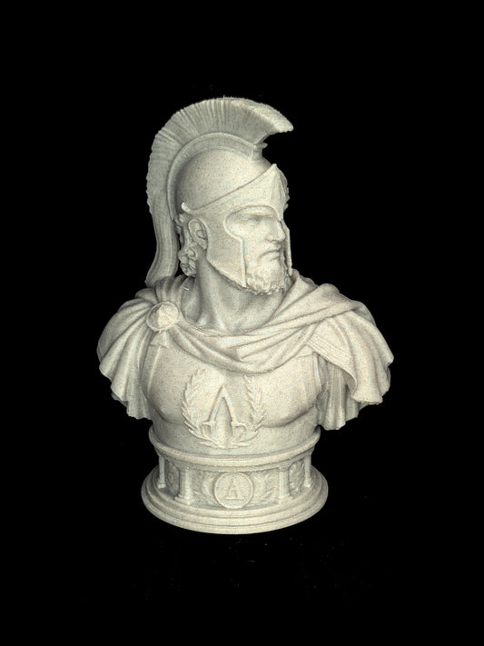 Spartan Warrior Bust - Marble Style Greek Hoplite Sculpture