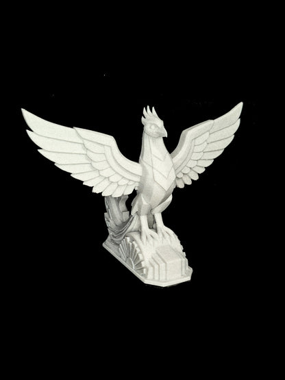 Art Deco Phoenix Statue - Marble Style Mythical Bird Sculpture