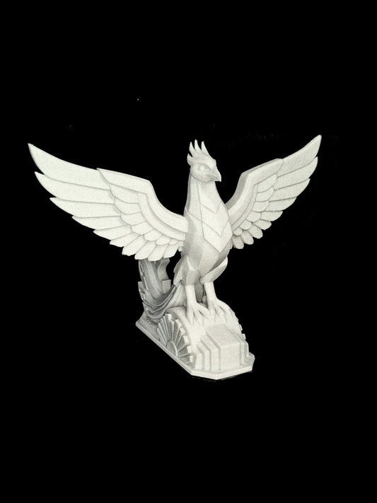 Art Deco Phoenix Statue - Marble Style Mythical Bird Sculpture