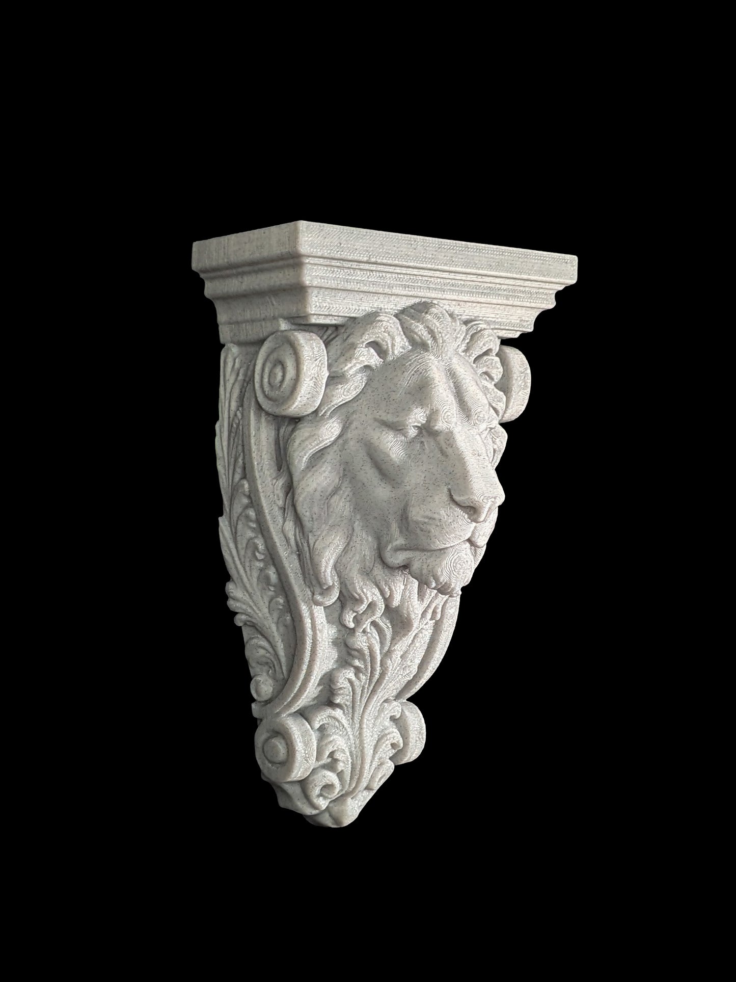 Lion Head Corbel Wall Decor - Marble Style Gothic Architectural Shelf Bracket