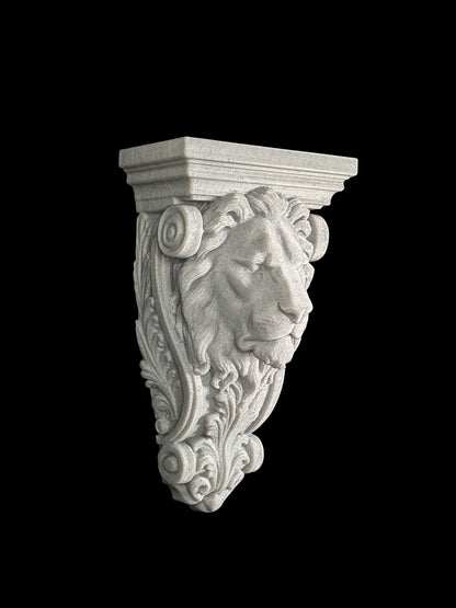 Lion Head Corbel Wall Decor - Marble Style Gothic Architectural Shelf Bracket