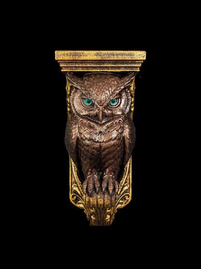 Owl Wall Corbel - Gothic Owl Shelf Bracket