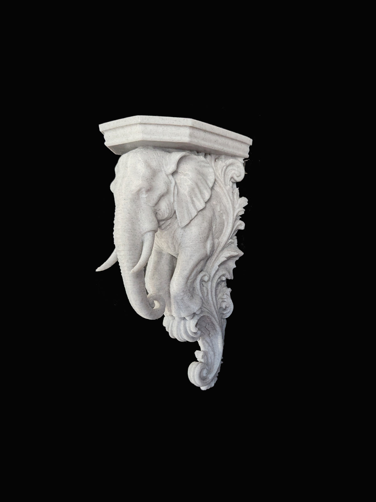 Elephant Corbel Wall Shelf Bracket - Marble Style Safari Decor