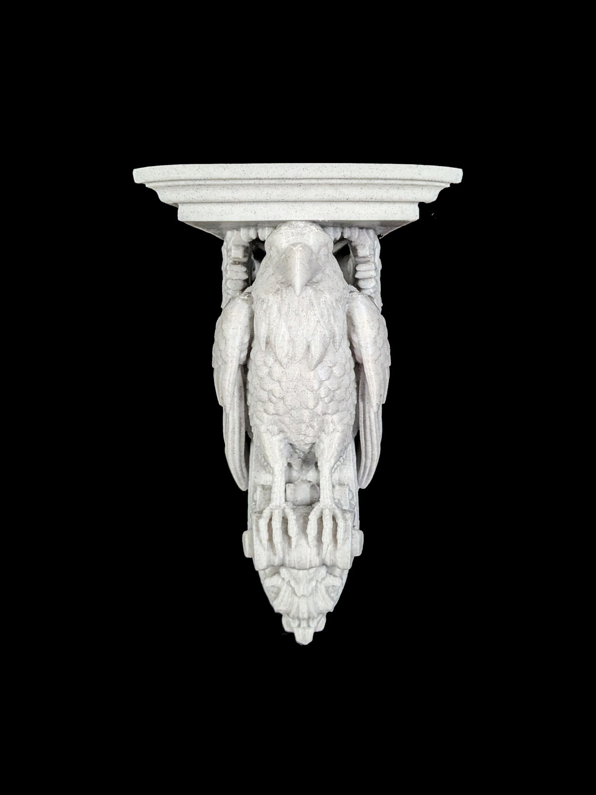 Raven Corbel Wall Shelf Bracket - Marble Style Gothic Bird Decor