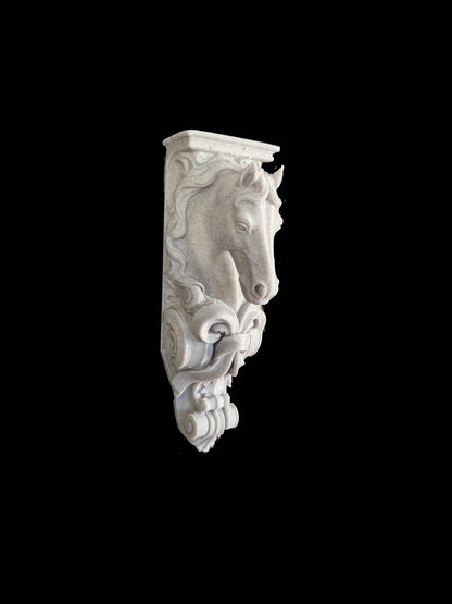Horse Corbel Wall Shelf Bracket - Marble Style Equestrian Horse Decor