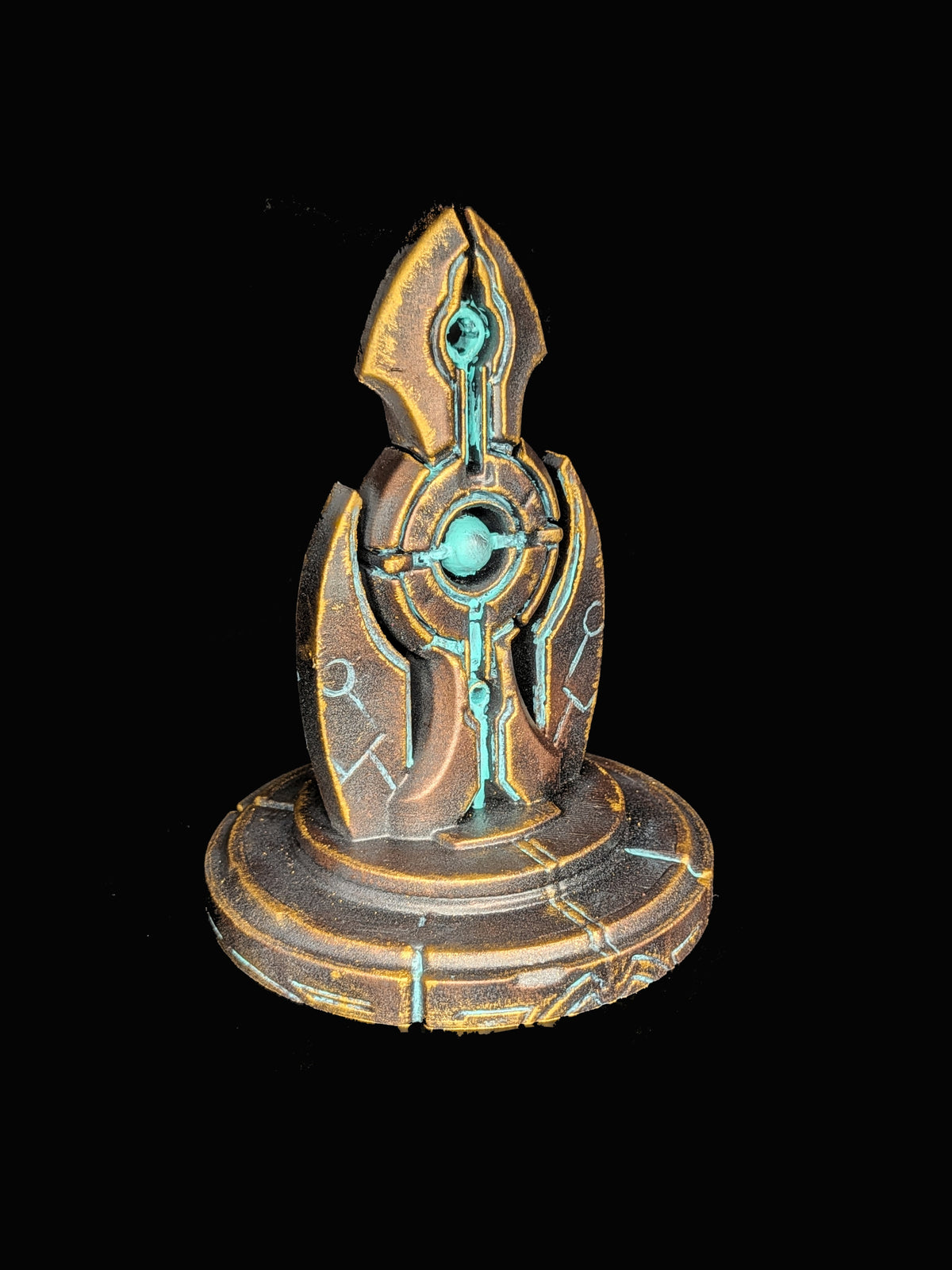 Ancient Sci Fi Artifact Statue - Hand Painted Lost Civilization Relic Sculpture
