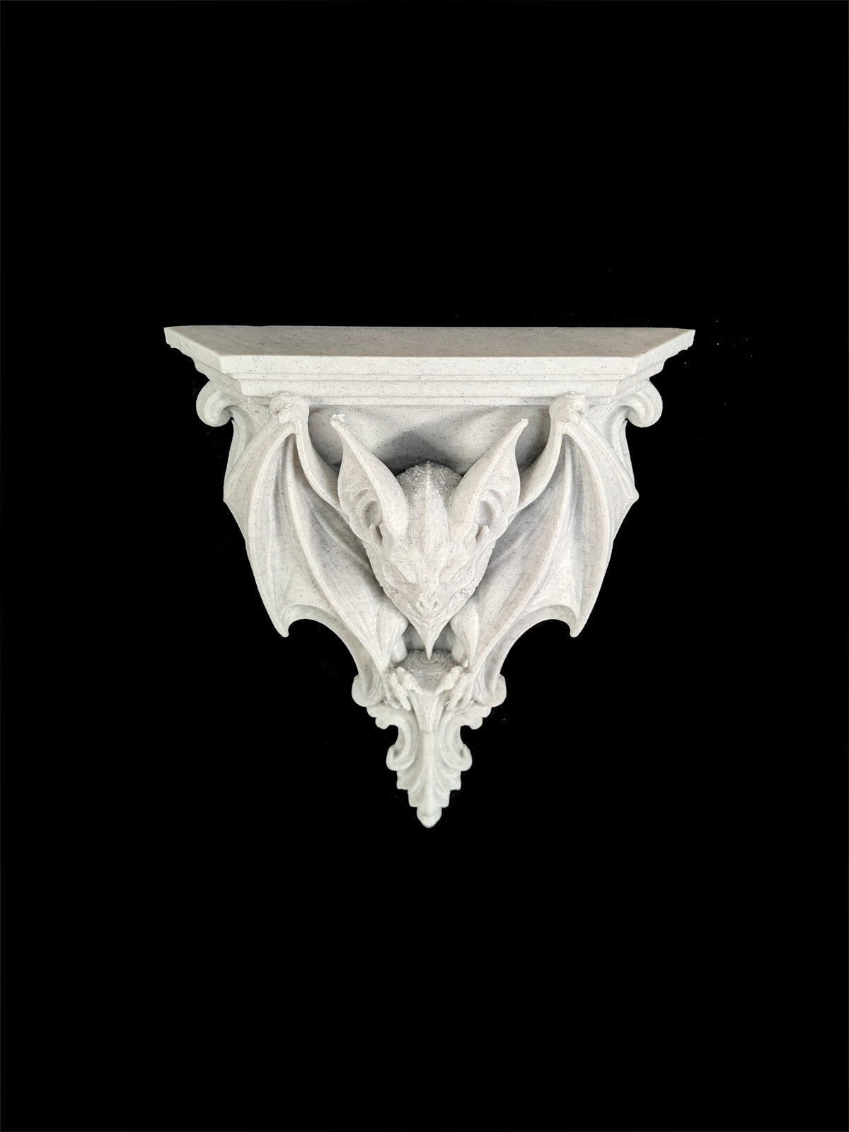 Bat Corbel Wall Shelf Bracket - Marble Style Gothic Bat Decor