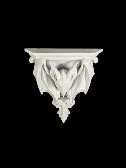 Bat Corbel Wall Shelf Bracket - Marble Style Gothic Bat Decor