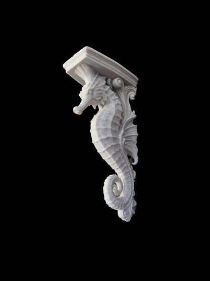 Seahorse Corbel Wall Shelf Bracket - Nautical Coastal Seahorse Decor